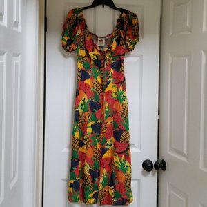 FARM RIO Fruit Salad Print Midi Dress NEW